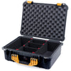 Pelican 1520 Case, Black with Yellow Handle & Latches TrekPak Divider System with Convolute Lid Foam ColorCase 015200-0020-110-240