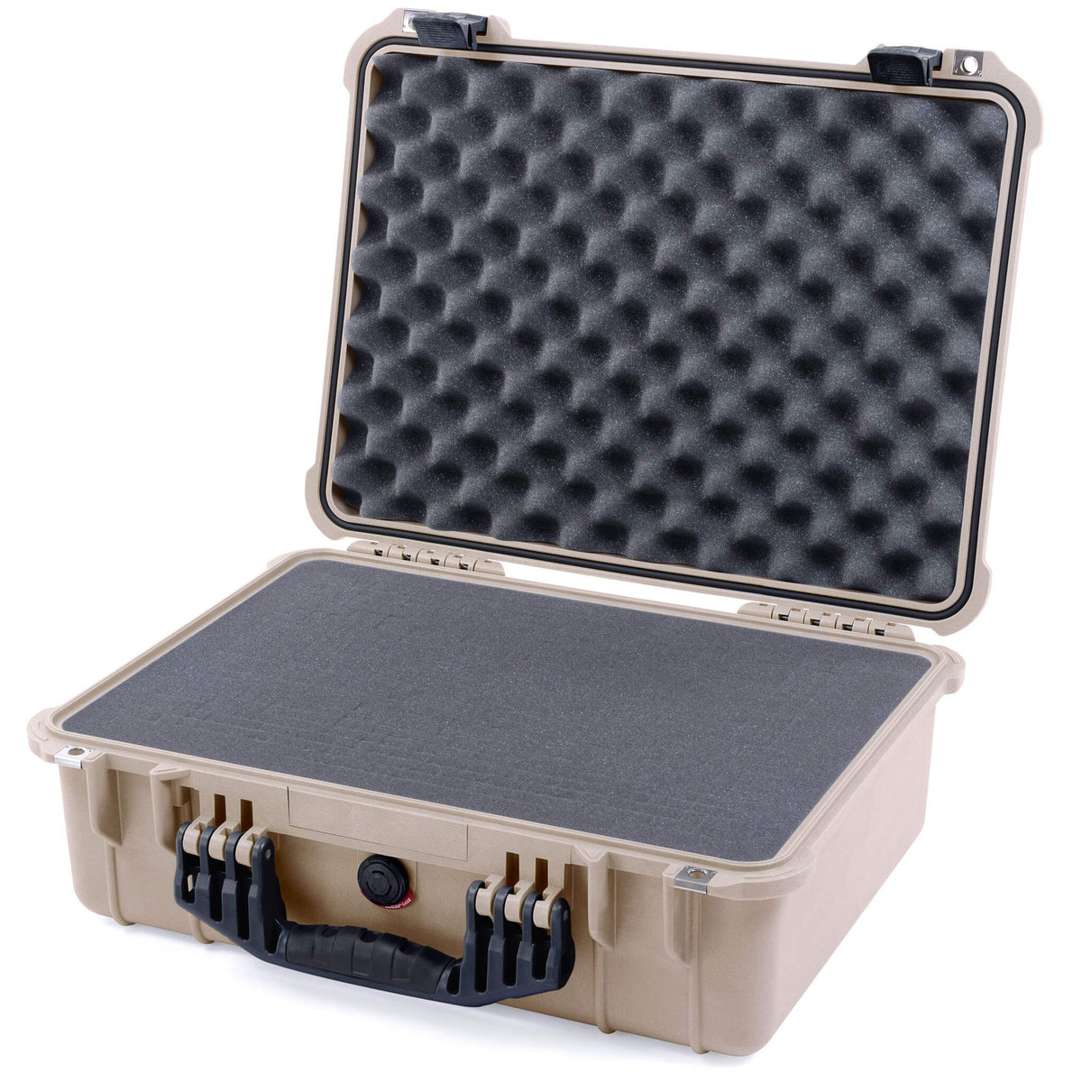 Pelican 1520 Case, Desert Tan with Black Handle &amp; Latches Pick &amp; Pluck Foam with Convolute Lid Foam ColorCase 015200-0001-310-110