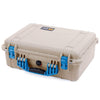 Pelican 1520 Case, Desert Tan with Blue Handle & Latches ColorCase