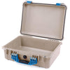 Pelican 1520 Case, Desert Tan with Blue Handle & Latches None (Case Only) ColorCase 015200-0000-310-120