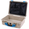 Pelican 1520 Case, Desert Tan with Blue Handle & Latches Mesh Lid Organizer Only ColorCase 015200-0100-310-120