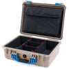 Pelican 1520 Case, Desert Tan with Blue Handle & Latches TrekPak Divider System with Computer Pouch ColorCase 015200-0220-310-120