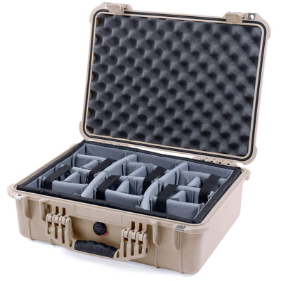 Pelican 1520 Case, Desert Tan Gray Padded Microfiber Dividers with Convolute Lid Foam ColorCase 015200-0070-310-310