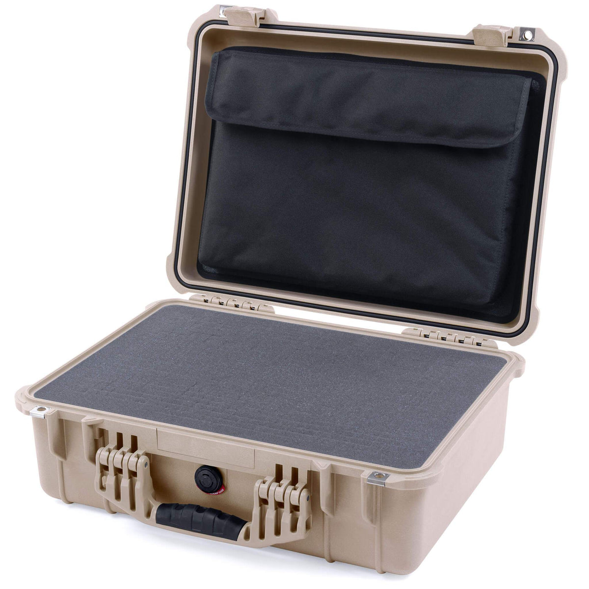 Pelican 1520 Case, Desert Tan Pick &amp; Pluck Foam with Computer Pouch ColorCase 015200-0201-310-310
