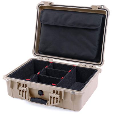 Pelican 1520 Case, Desert Tan TrekPak Divider System with Computer Pouch ColorCase 015200-0220-310-310