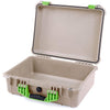 Pelican 1520 Case, Desert Tan with Lime Green Handle & Latches None (Case Only) ColorCase 015200-0000-310-300