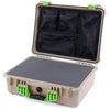 Pelican 1520 Case, Desert Tan with Lime Green Handle & Latches Pick & Pluck Foam with Mesh Lid Organizer ColorCase 015200-0101-310-300