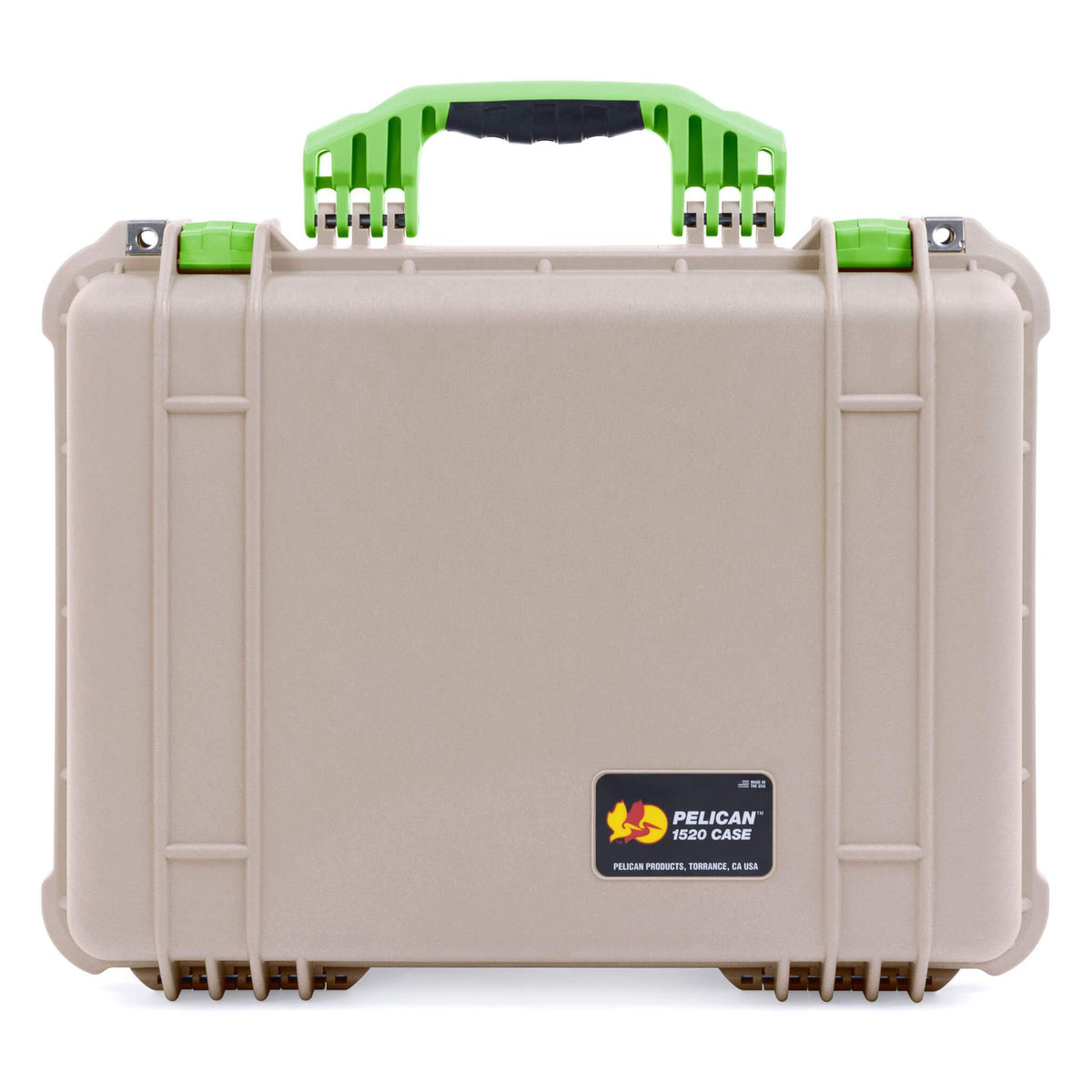 Pelican 1520 Case, Desert Tan with Lime Green Handle &amp; Latches ColorCase 