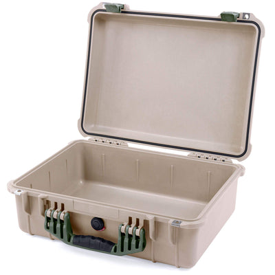 Pelican 1520 Case, Desert Tan with OD Green Handle & Latches None (Case Only) ColorCase 015200-0000-310-130