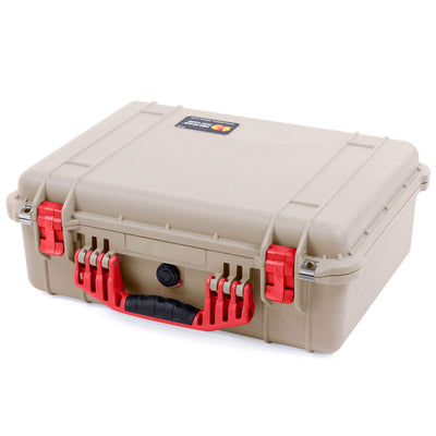 Pelican 1520 Case, Desert Tan with Red Handle & Latches ColorCase