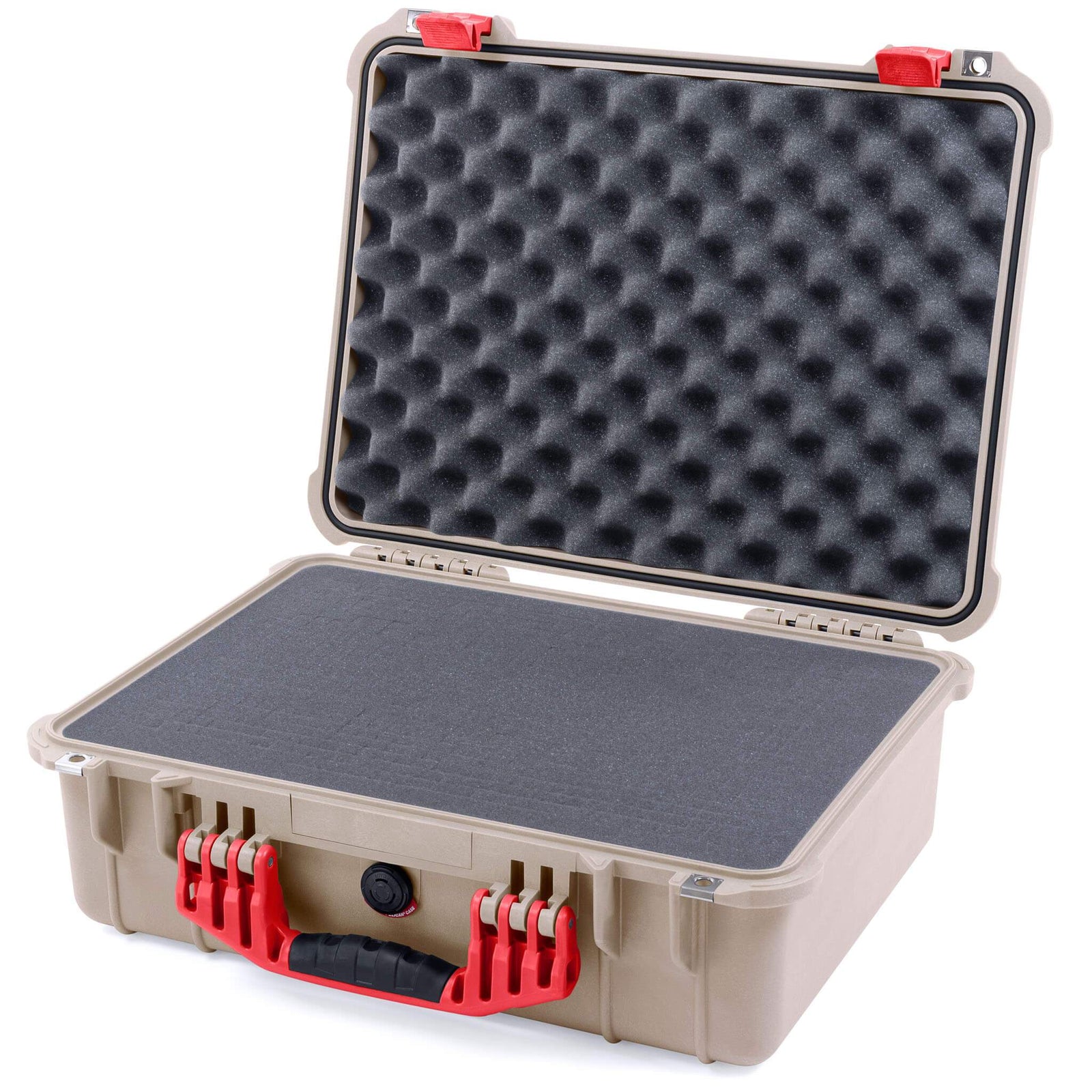Pelican 1520 Case, Desert Tan with Red Handle & Latches Pick & Pluck Foam with Convolute Lid Foam ColorCase 015200-0001-310-320