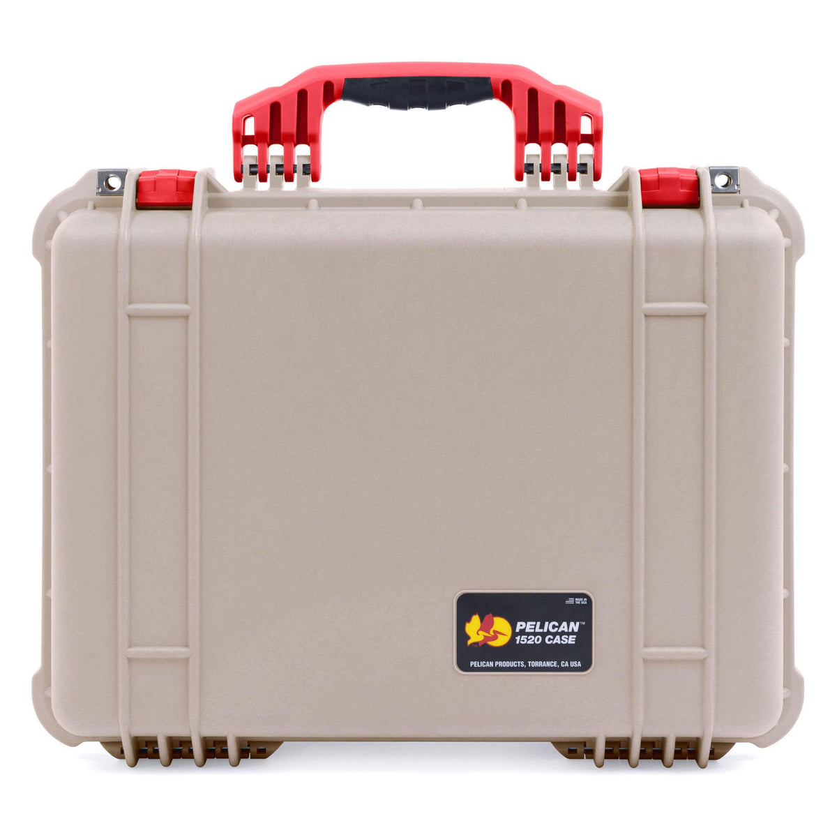 Pelican 1520 Case, Desert Tan with Red Handle &amp; Latches ColorCase 