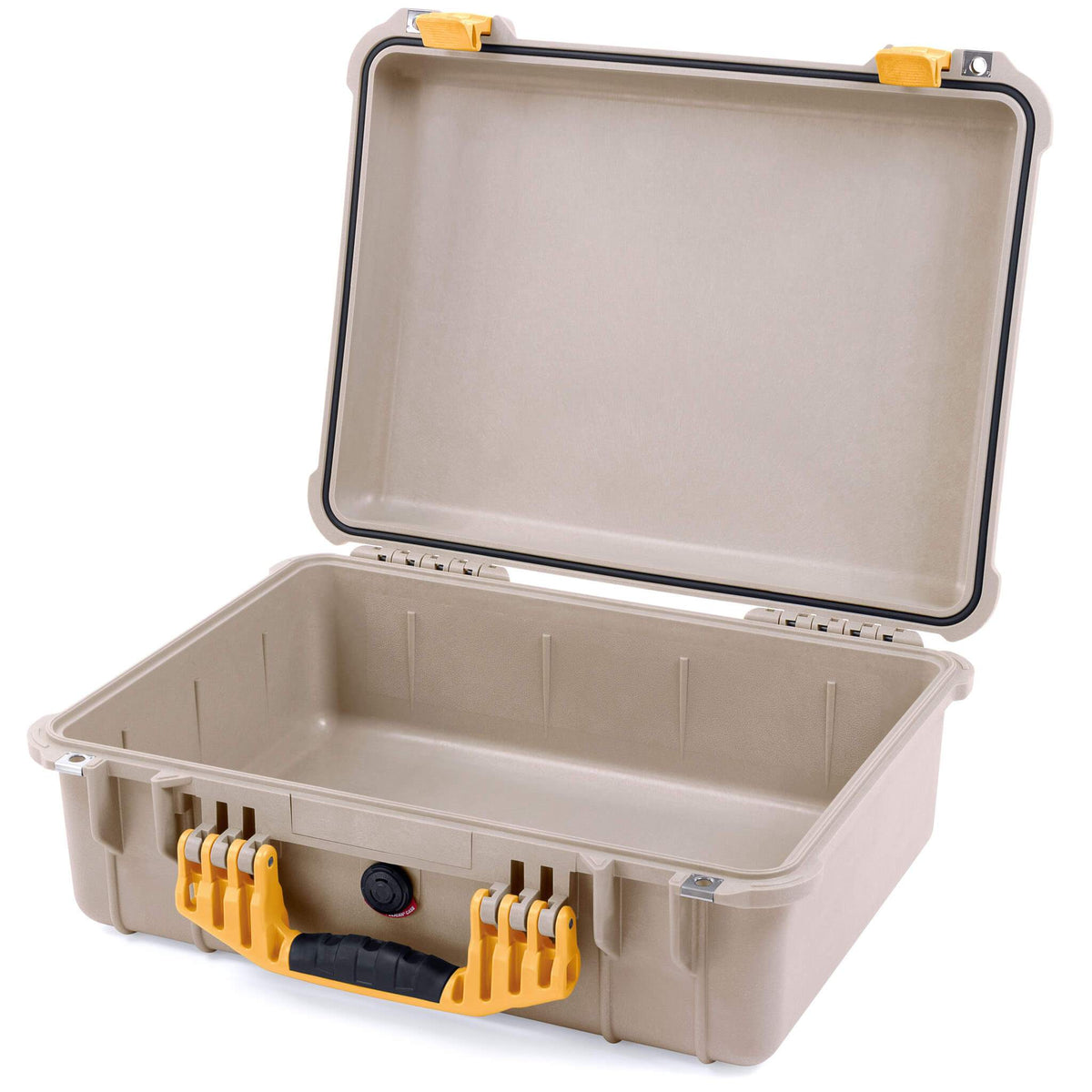 Pelican 1520 Case, Desert Tan with Yellow Handle &amp; Latches None (Case Only) ColorCase 015200-0000-310-240