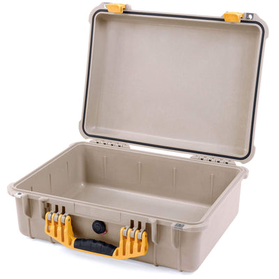 Pelican 1520 Case, Desert Tan with Yellow Handle & Latches None (Case Only) ColorCase 015200-0000-310-240