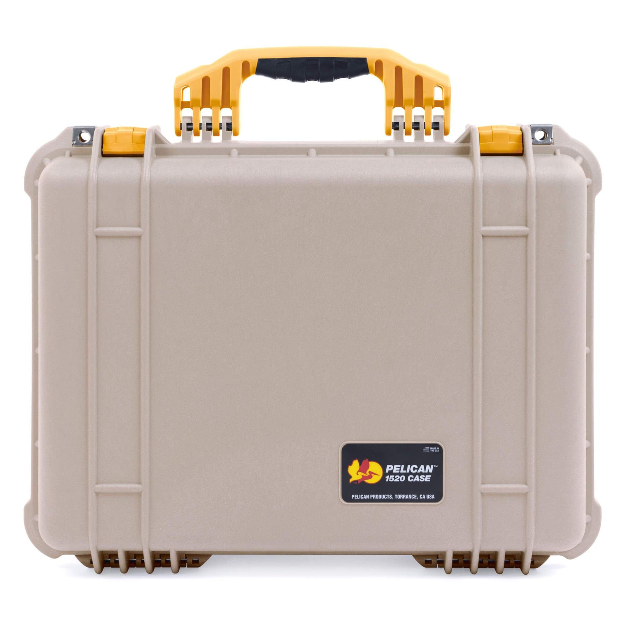 Pelican 1520 Case, Desert Tan with Yellow Handle & Latches ColorCase 