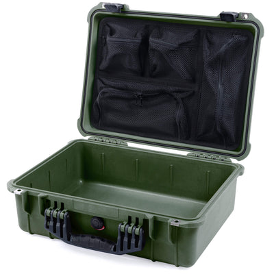 Pelican 1520 Case, OD Green with Black Handle & Latches Mesh Lid Organizer Only ColorCase 015200-0100-130-110