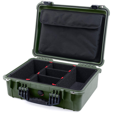 Pelican 1520 Case, OD Green with Black Handle & Latches TrekPak Divider System with Computer Pouch ColorCase 015200-0220-130-110