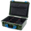 Pelican 1520 Case, OD Green with Blue Handle & Latches TrekPak Divider System with Computer Pouch ColorCase 015200-0220-130-120