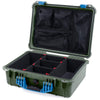 Pelican 1520 Case, OD Green with Blue Handle & Latches TrekPak Divider System with Mesh Lid Organizer ColorCase 015200-0120-130-120