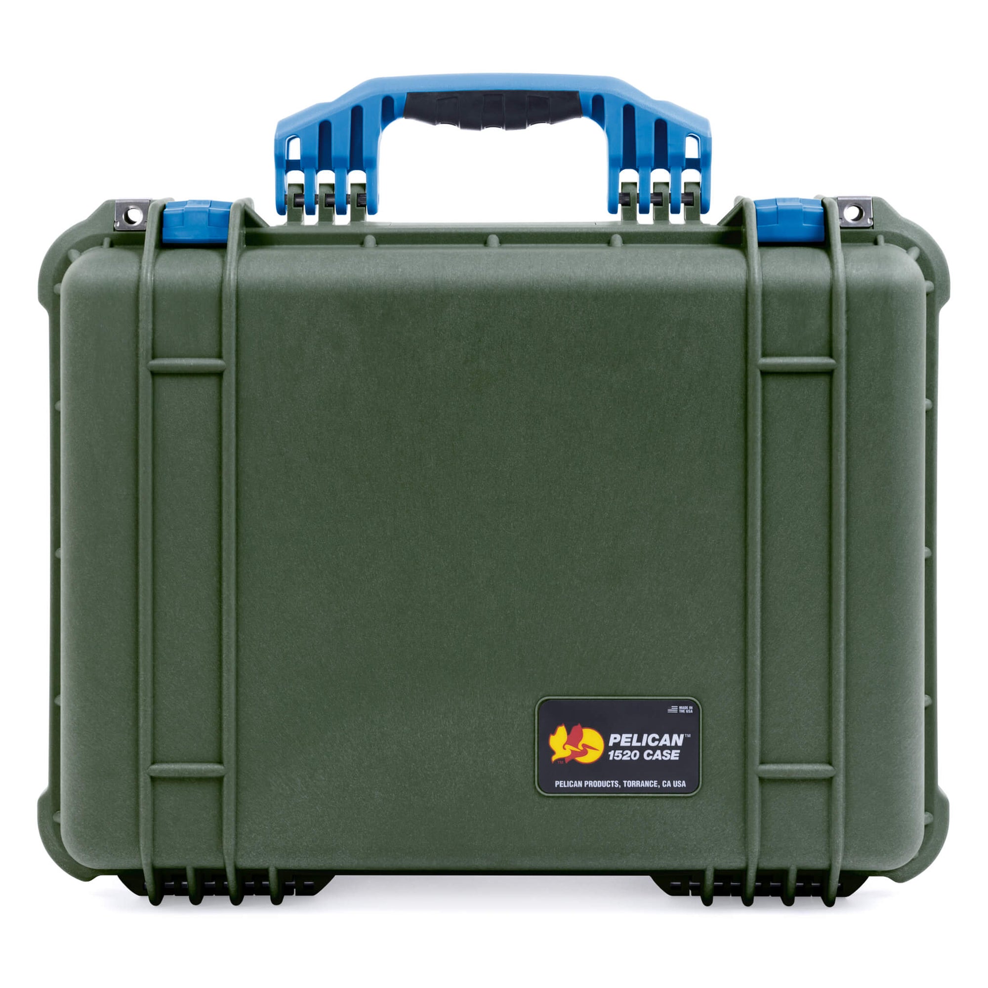 Pelican 1520 Case, OD Green with Blue Handle & Latches ColorCase 