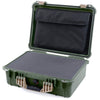 Pelican 1520 Case, OD Green with Desert Tan Handle & Latches Pick & Pluck Foam with Computer Pouch ColorCase 015200-0201-130-310