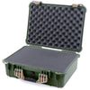 Pelican 1520 Case, OD Green with Desert Tan Handle & Latches Pick & Pluck Foam with Convolute Lid Foam ColorCase 015200-0001-130-310