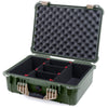 Pelican 1520 Case, OD Green with Desert Tan Handle & Latches TrekPak Divider System with Convolute Lid Foam ColorCase 015200-0020-130-310