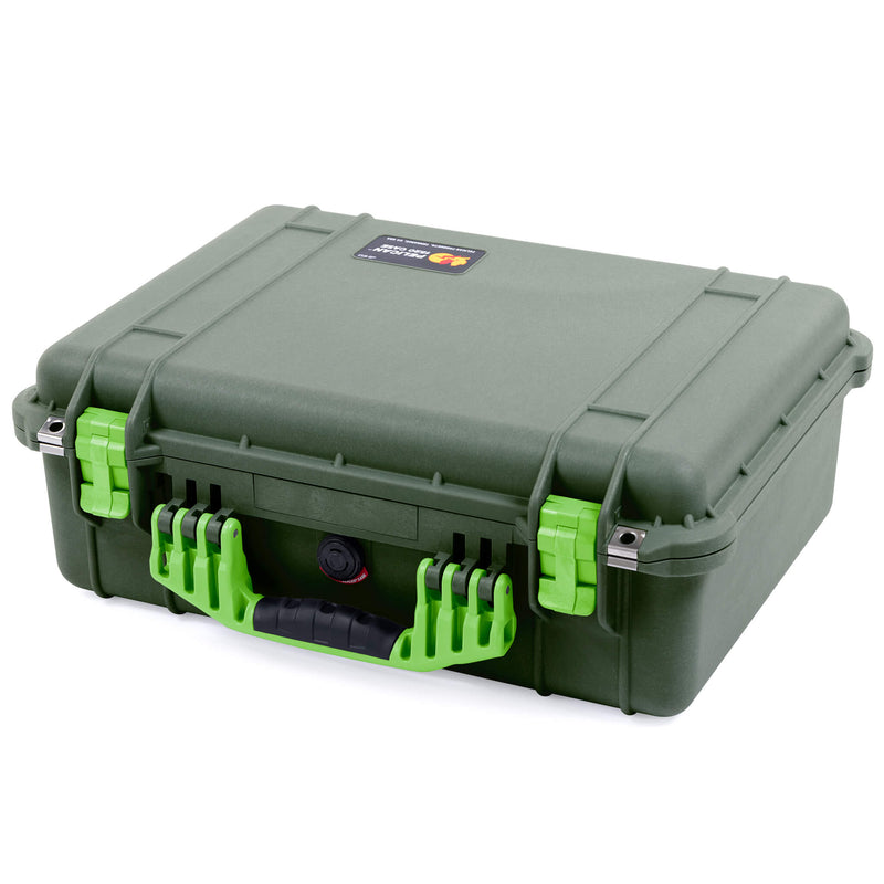 Pelican 1520 Case, OD Green with Lime Green Handle & Latches ColorCase 