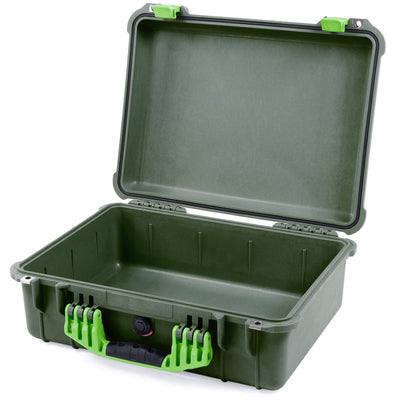 Pelican 1520 Case, OD Green with Lime Green Handle & Latches None (Case Only) ColorCase 015200-0000-130-300