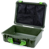 Pelican 1520 Case, OD Green with Lime Green Handle & Latches Mesh Lid Organizer Only ColorCase 015200-0100-130-300