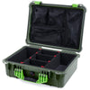 Pelican 1520 Case, OD Green with Lime Green Handle & Latches TrekPak Divider System with Mesh Lid Organizer ColorCase 015200-0120-130-300