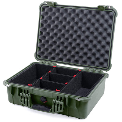 Pelican 1520 Case, OD Green TrekPak Divider System with Convolute Lid Foam ColorCase 015200-0020-130-130