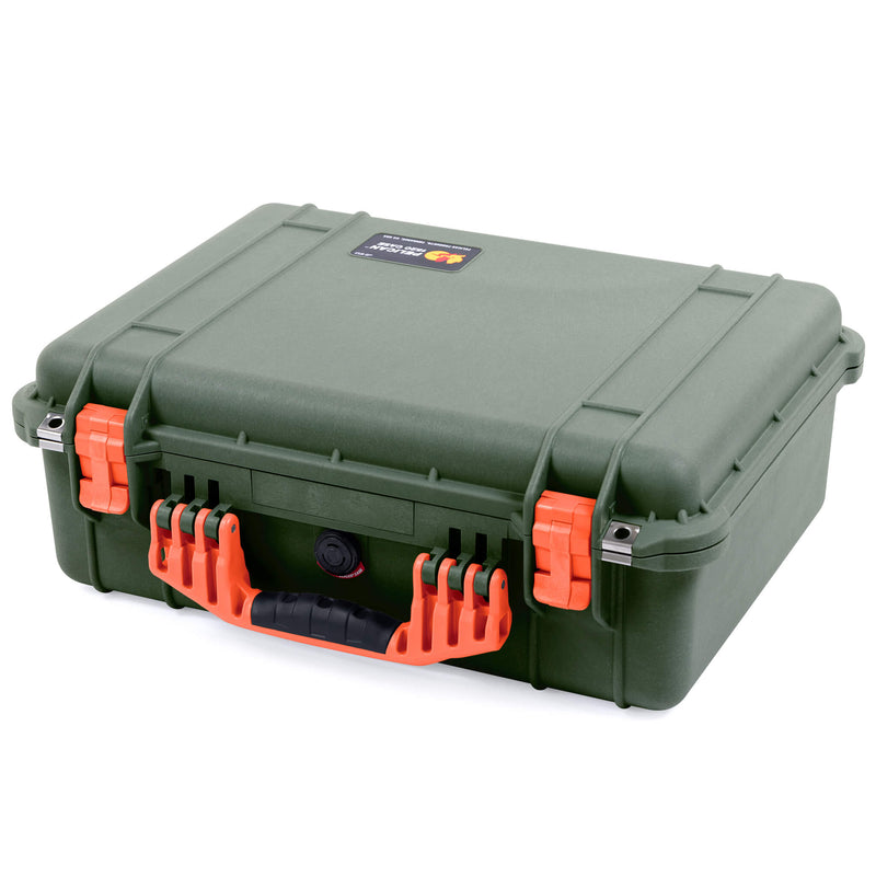 Pelican 1520 Case, OD Green with Orange Handle & Latches ColorCase 