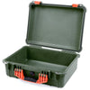 Pelican 1520 Case, OD Green with Orange Handle & Latches None (Case Only) ColorCase 015200-0000-130-150
