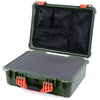 Pelican 1520 Case, OD Green with Orange Handle & Latches Pick & Pluck Foam with Mesh Lid Organizer ColorCase 015200-0101-130-150
