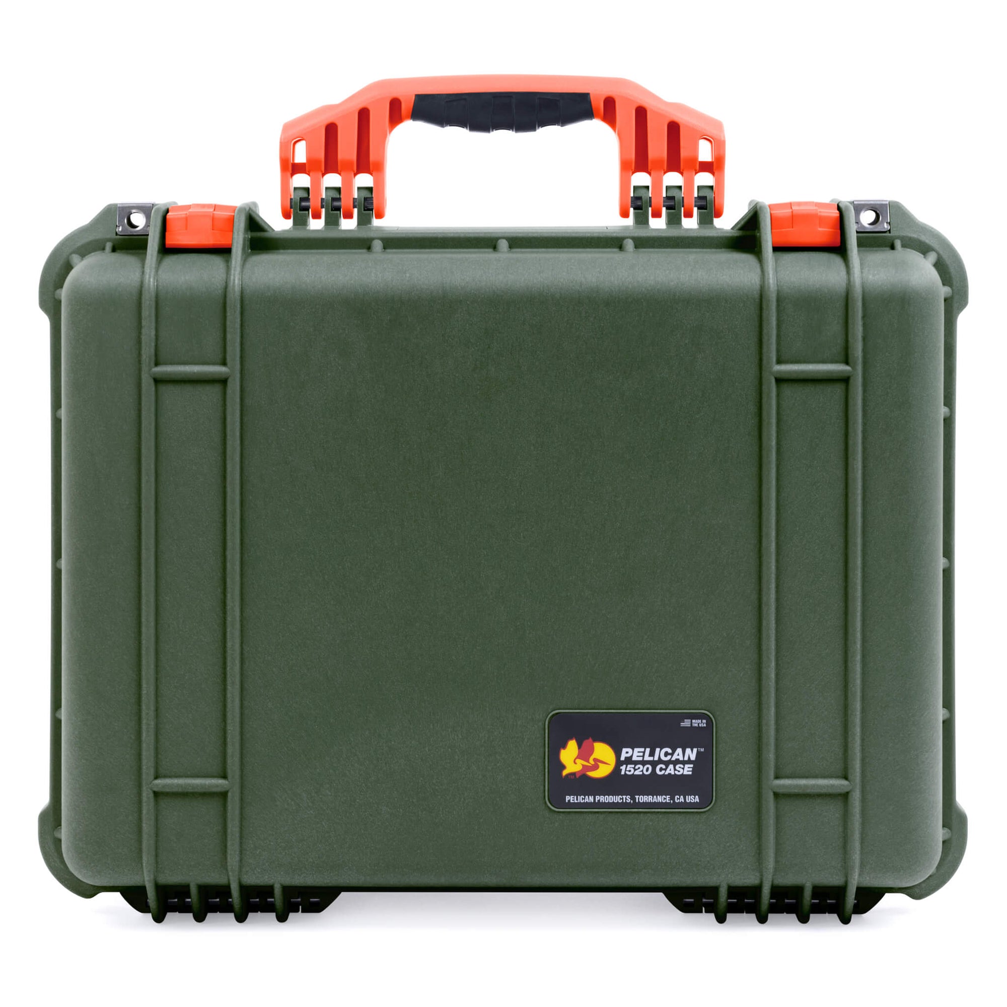 Pelican 1520 Case, OD Green with Orange Handle & Latches ColorCase 
