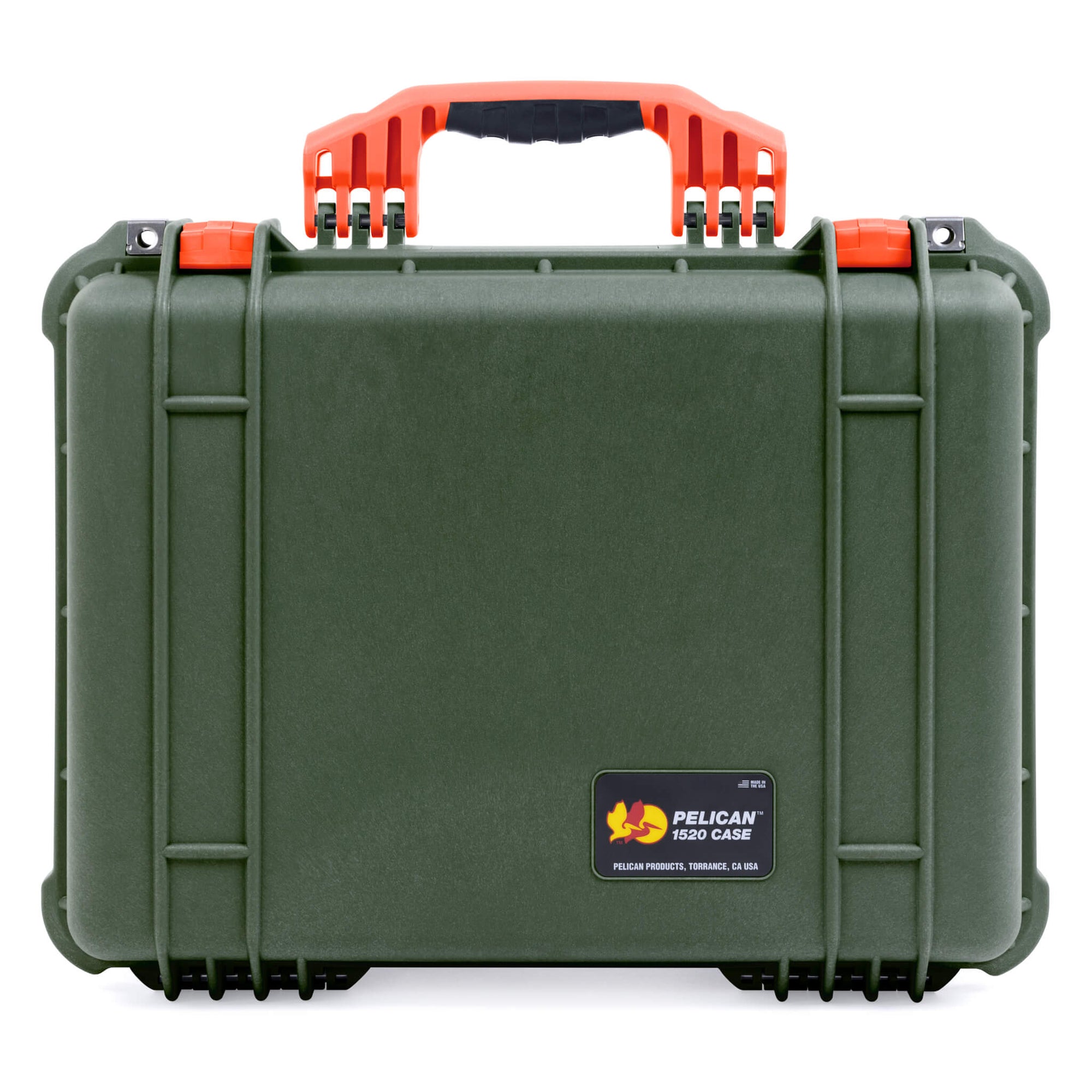 Pelican 1520 Case, OD Green with Orange Handle & Latches ColorCase 