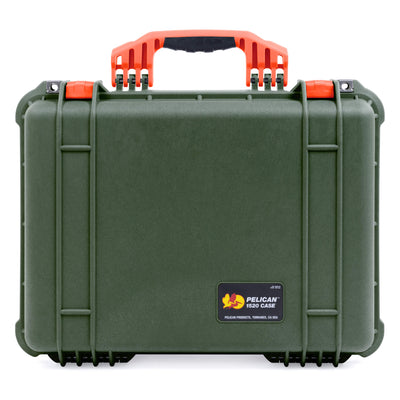 Pelican 1520 Case, OD Green with Orange Handle & Latches ColorCase