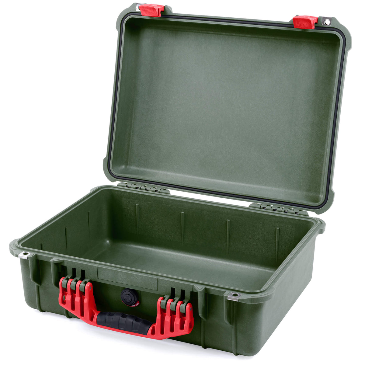 Pelican 1520 Case, OD Green with Red Handle &amp; Latches None (Case Only) ColorCase 015200-0000-130-320