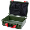 Pelican 1520 Case, OD Green with Red Handle & Latches Mesh Lid Organizer Only ColorCase 015200-0100-130-320