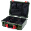 Pelican 1520 Case, OD Green with Red Handle & Latches TrekPak Divider System with Mesh Lid Organizer ColorCase 015200-0120-130-320