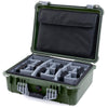 Pelican 1520 Case, OD Green with Silver Handle & Latches Gray Padded Microfiber Dividers with Computer Pouch ColorCase 015200-0270-130-180