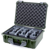 Pelican 1520 Case, OD Green with Silver Handle & Latches Gray Padded Microfiber Dividers with Convolute Lid Foam ColorCase 015200-0070-130-180