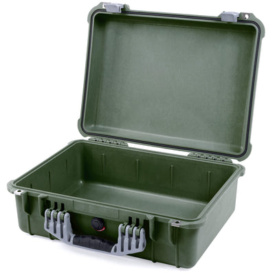 Pelican 1520 Case, OD Green with Silver Handle & Latches None (Case Only) ColorCase 015200-0000-130-180