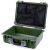 Pelican 1520 Case, OD Green with Silver Handle & Latches Mesh Lid Organizer Only ColorCase 015200-0100-130-180