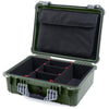 Pelican 1520 Case, OD Green with Silver Handle & Latches TrekPak Divider System with Computer Pouch ColorCase 015200-0220-130-180
