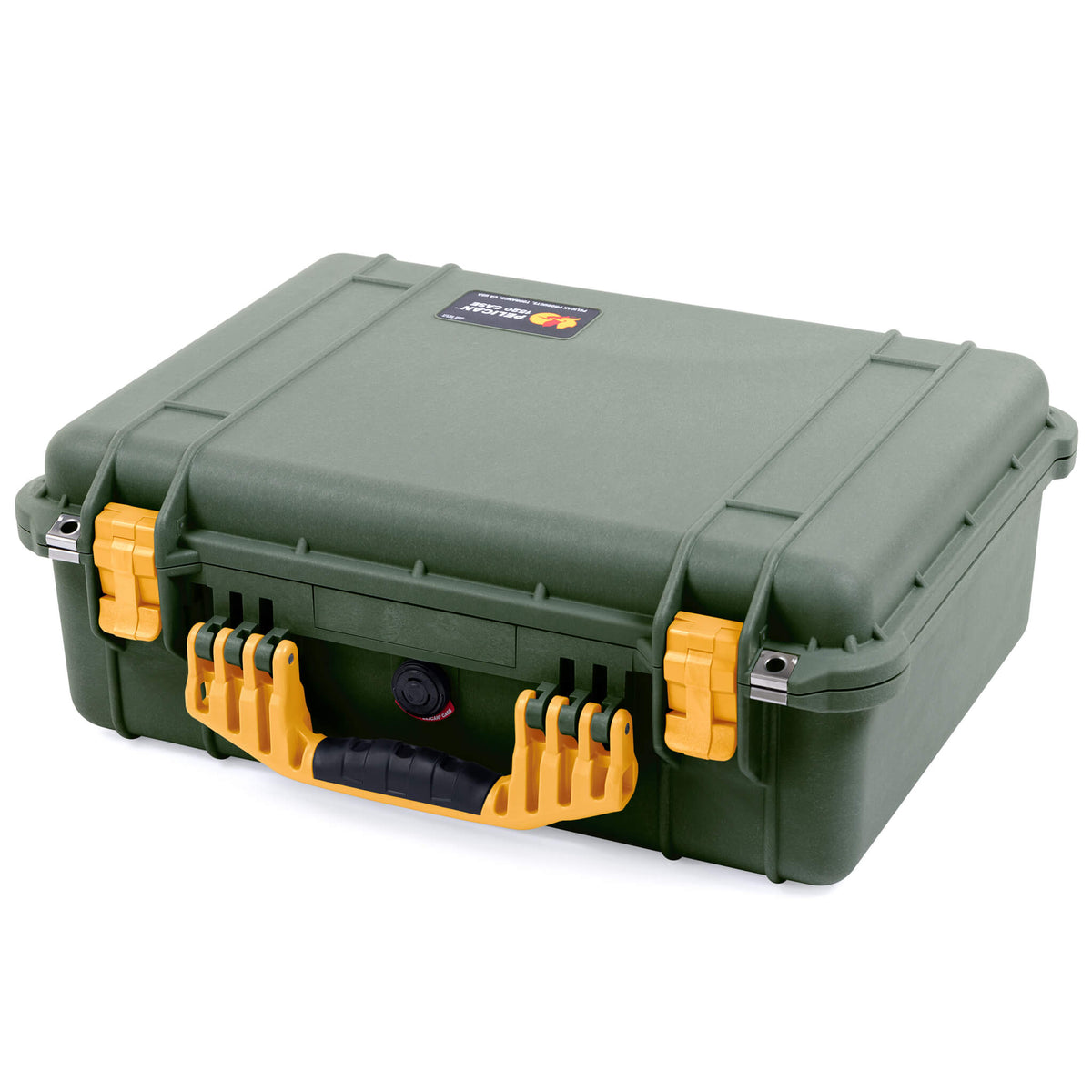 Pelican 1520 Case, OD Green with Yellow Handle &amp; Latches ColorCase 