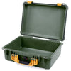 Pelican 1520 Case, OD Green with Yellow Handle & Latches None (Case Only) ColorCase 015200-0000-130-240
