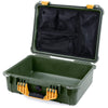 Pelican 1520 Case, OD Green with Yellow Handle & Latches Mesh Lid Organizer Only ColorCase 015200-0100-130-240
