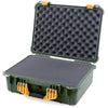 Pelican 1520 Case, OD Green with Yellow Handle & Latches Pick & Pluck Foam with Convolute Lid Foam ColorCase 015200-0001-130-240